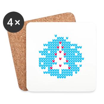 Arbre de Noël tricot sapin motif Noël - Dessous de verre (lot de 4) - blanc - Devant