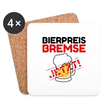 Bierpreisbremse - Jetzt! - Untersetzer (4er-Set) - Weiß - Vorne