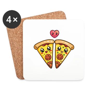 Pizza Paar Liebe Herz Valentinstag - Untersetzer (4er-Set) - Weiß - Vorne