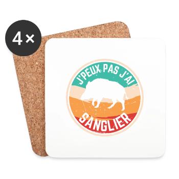J peux pas j ai Sanglier vintage - Dessous de verre (lot de 4) - blanc - Devant