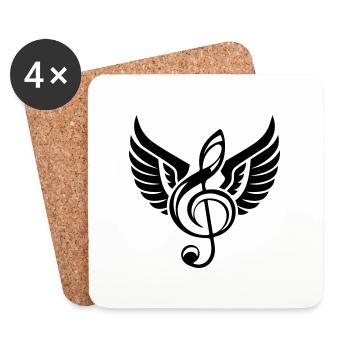 Symbole des ailes de la clef - Dessous de verre (lot de 4) - blanc - Devant