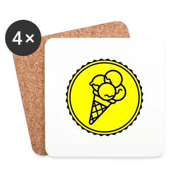 Icône de crème glacée à la crème aux œufs - Dessous de verre (lot de 4) - blanc - Devant