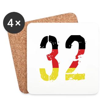 Maillot 32 Numéro Allemagne - Dessous de verre (lot de 4) - blanc - Devant