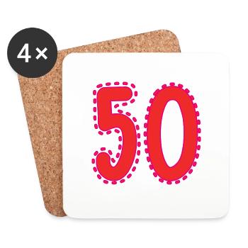 50. 50 JAHRE. 50-JÄHRIGES JUBILÄUM. 50-JÄHRIGES JUBILÄUM. - Untersetzer (4er-Set) - Weiß - Vorne