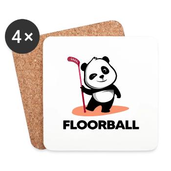 Floorball « Floorballtime » Joueur de floorball Bandy - Dessous de verre (lot de 4) - blanc - Devant