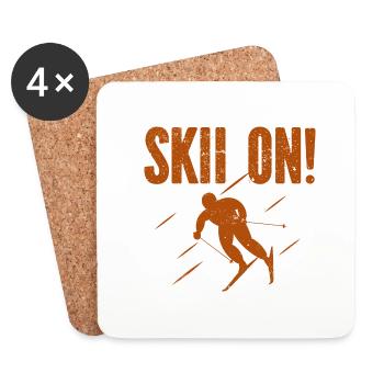 Skiing Snowboard Mountains Holiday Snow Freestyle - Coasters (set of 4) - white - Front