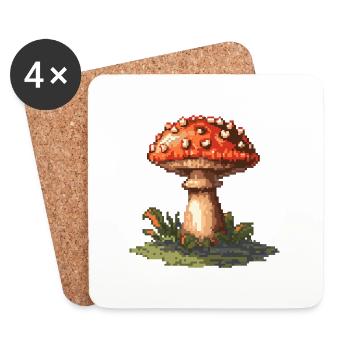 Champignon Pixel Gamer - Dessous de verre (lot de 4) - blanc - Devant