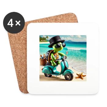 Méchant de plage - Dessous de verre (lot de 4) - blanc - Devant