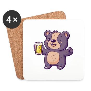 Bear Beer Comic Party - Coasters (set of 4) - white - Front