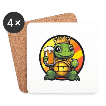 Bande dessinée de bière tortue - Dessous de verre (lot de 4) - blanc - Devant