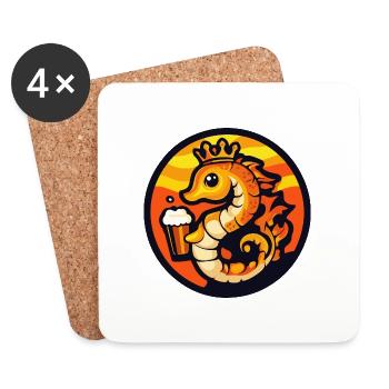 Bande dessinée de bière d’hippocampe - Dessous de verre (lot de 4) - blanc - Devant