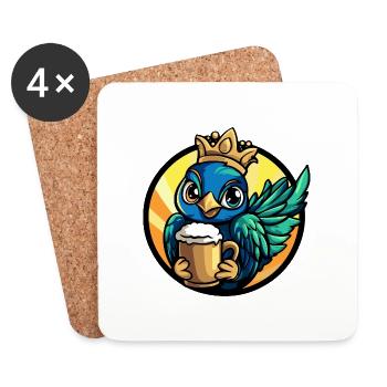 Pfau Vogel Bier Comic - Untersetzer (4er-Set) - Weiß - Vorne
