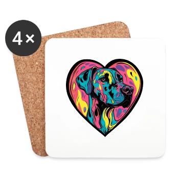 Great Dane Dog Heart Love - Coasters (set of 4) - white - Front
