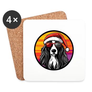 Afghan Hound Hund Weihnachten Cool - Untersetzer (4er-Set) - Weiß - Vorne