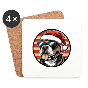 Pit Dog Terrier Noël Noël - Dessous de verre (lot de 4) - blanc - Devant