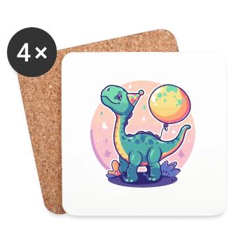 Dinosaur brontosaurus birthday comic - Coasters (set of 4) - white - Front
