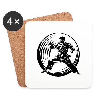 Karate Silhouette - Untersetzer (4er-Set) - Weiß - Vorne