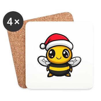 Biene Weihnachten Christmas - Untersetzer (4er-Set) - Weiß - Vorne