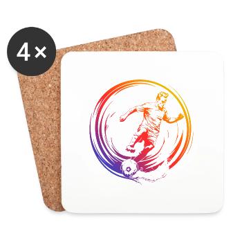 Footballer Soccer Player Silhouette Colorful - Coasters (set of 4) - white - Front