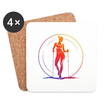 Marche Nordique Silhouette Coloré - Dessous de verre (lot de 4) - blanc - Devant