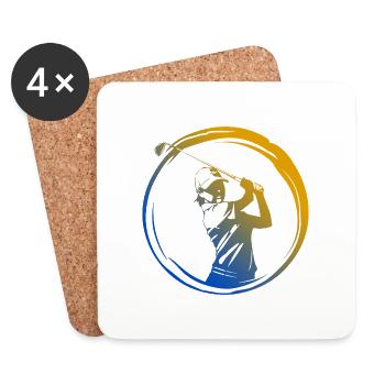 Golfer Silhouette Bunt - Untersetzer (4er-Set) - Weiß - Vorne