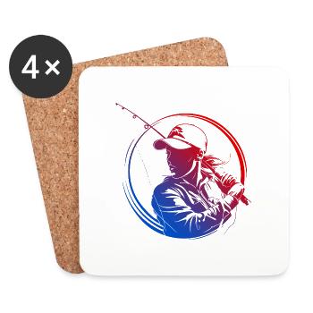 Fishing Silhouette Colorful - Coasters (set of 4) - white - Front