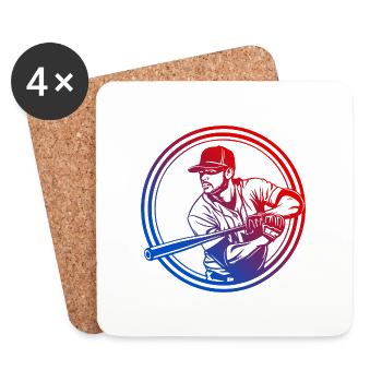 Silhouette de baseball coloré - Dessous de verre (lot de 4) - blanc - Devant