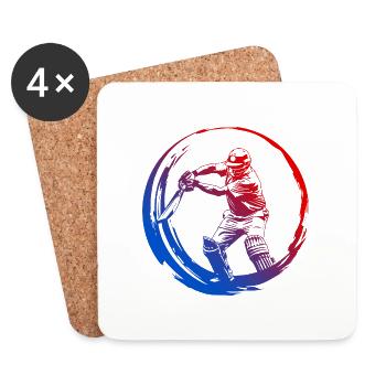 Cricket Silhouette Bunt - Untersetzer (4er-Set) - Weiß - Vorne