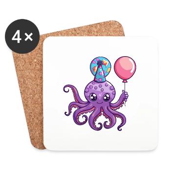 Octopus Birthday Baby - Coasters (set of 4) - white - Front
