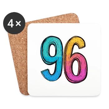 96 Symbole numérique - Dessous de verre (lot de 4) - blanc - Devant