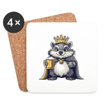Igel Bier Lustig - Untersetzer (4er-Set) - Weiß - Vorne
