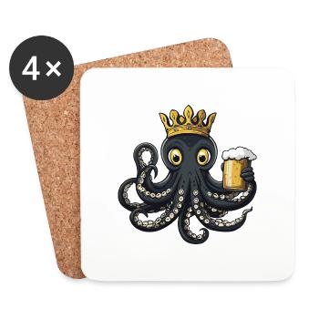 Oktopus Bier Lustig - Untersetzer (4er-Set) - Weiß - Vorne