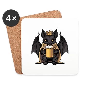 Fledermaus Bier Lustig - Untersetzer (4er-Set) - Weiß - Vorne