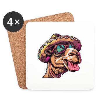 Camel Comic Funny Sombrero - Coasters (set of 4) - white - Front