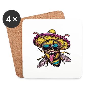 Biene Lustig Sombrero - Untersetzer (4er-Set) - Weiß - Vorne