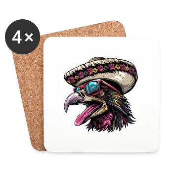 Harpie oiseau drôle sombrero - Dessous de verre (lot de 4) - blanc - Devant