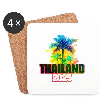 Thailand 2025 Bunt Palmen - Untersetzer (4er-Set) - Weiß - Vorne