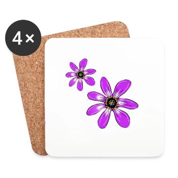 Flowers Pink - Coasters (set of 4) - white - Front