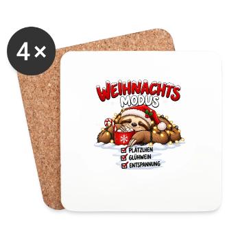 Weihnachtsmodus – Plätzchen Glühwein Entspannung - Untersetzer (4er-Set) - Weiß - Vorne