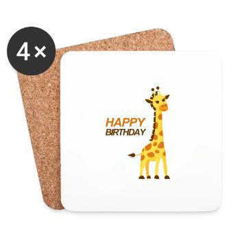 Girafe joyeux anniversaire design - Dessous de verre (lot de 4) - blanc - Devant