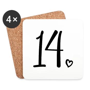 14ème anniversaire Filles 14 ans Mignon Numéro 14 - Dessous de verre (lot de 4) - blanc - Devant