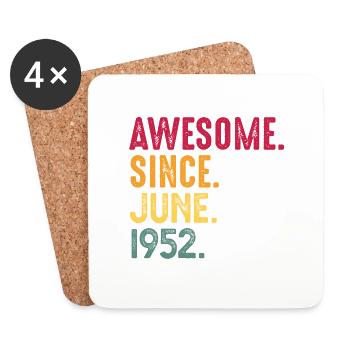 Juni 1952 - 70. Geburtstag Geschenk. Awesome. - Untersetzer (4er-Set) - Weiß - Vorne