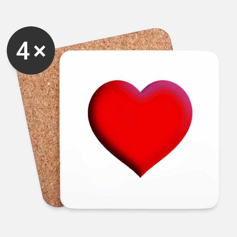 Herz rot Geschenkidee Liebe Valentinstag - Untersetzer (4er-Set) - Weiß