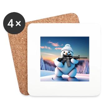 Gangster Schneemann - Untersetzer (4er-Set) - Weiß - Vorne