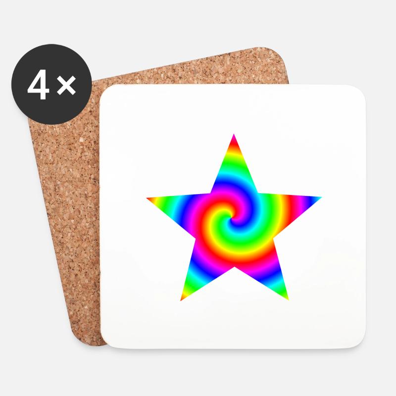 Regenbogen Candy Stern - Untersetzer (4er-Set) - Weiß