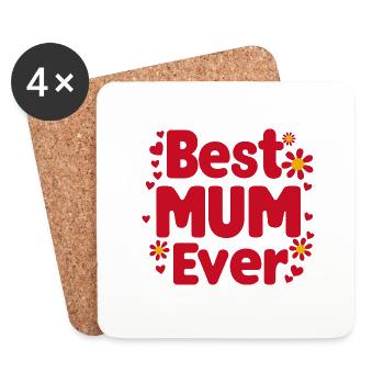 Beste Mama für immer - zum Muttertag Geschenk - Untersetzer (4er-Set) - Weiß - Vorne