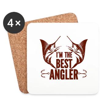 Angler Fishing Hook Fishing Rod Sport Fisherman - Coasters (set of 4) - white - Front