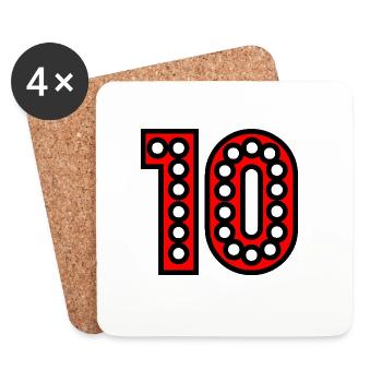 10. 10 YEARS. 10th ANNIVERSARY. 10 YEAR ANNIVERSARY. - Coasters (set of 4) - white - Front