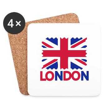LONDON text UK Flag - Coasters (set of 4) - white - Front