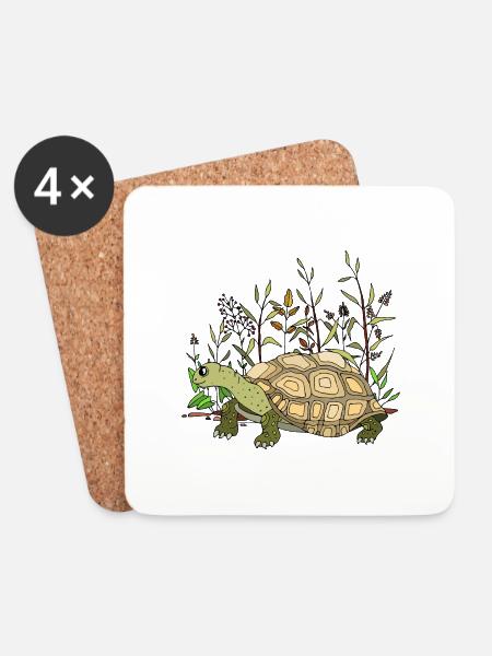 Schildkröte - Untersetzer (4er-Set) - Weiß